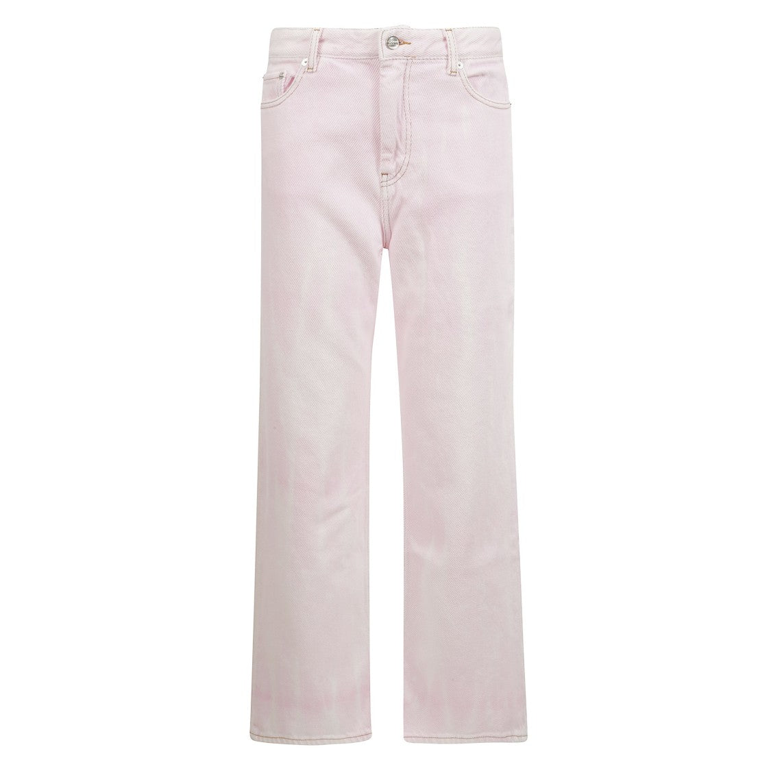 Ganni Washed Denim Jeans With Logo Patch