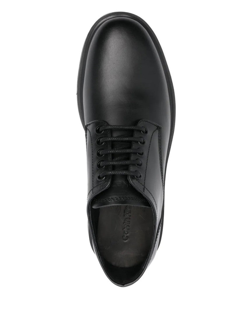 Calvin Klein Sleek Black Leather Derby Shoes