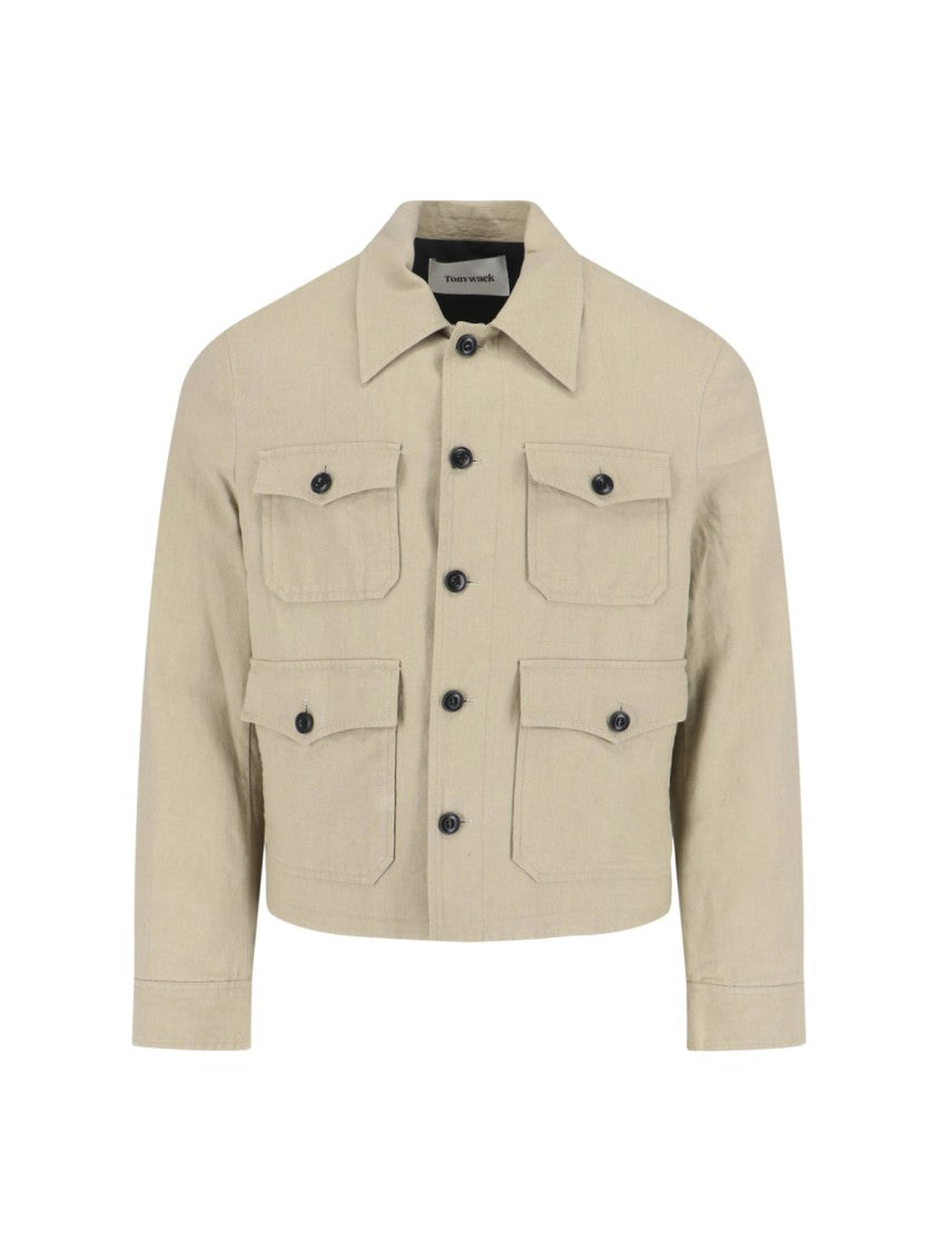 Tonywack Minimalistic Beige Jacket With High Collar