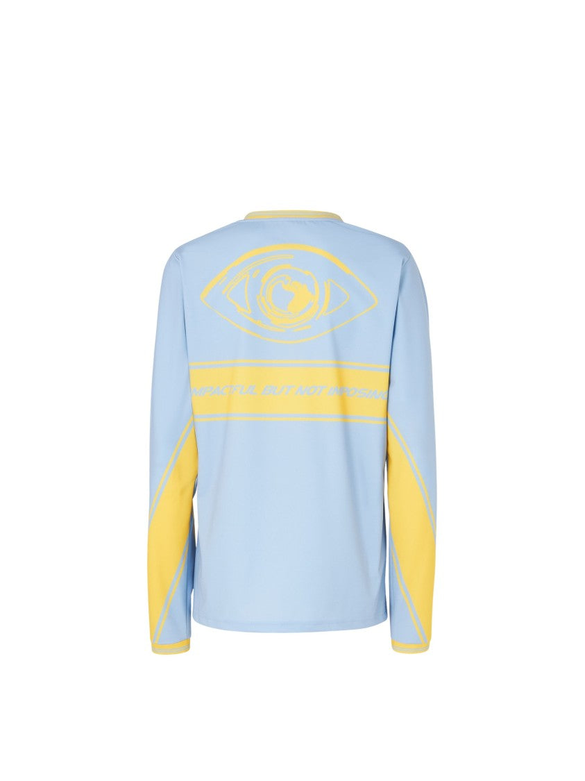 Fendi Light Blue Geometric Graphic Long-Sleeve Polyester T-Shirt