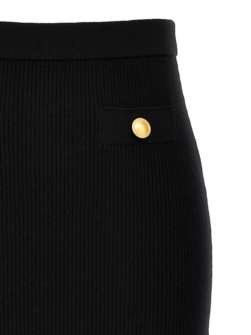Alessandra Rich Ribbed Stretch Wool And Cashmere Midi Skirt