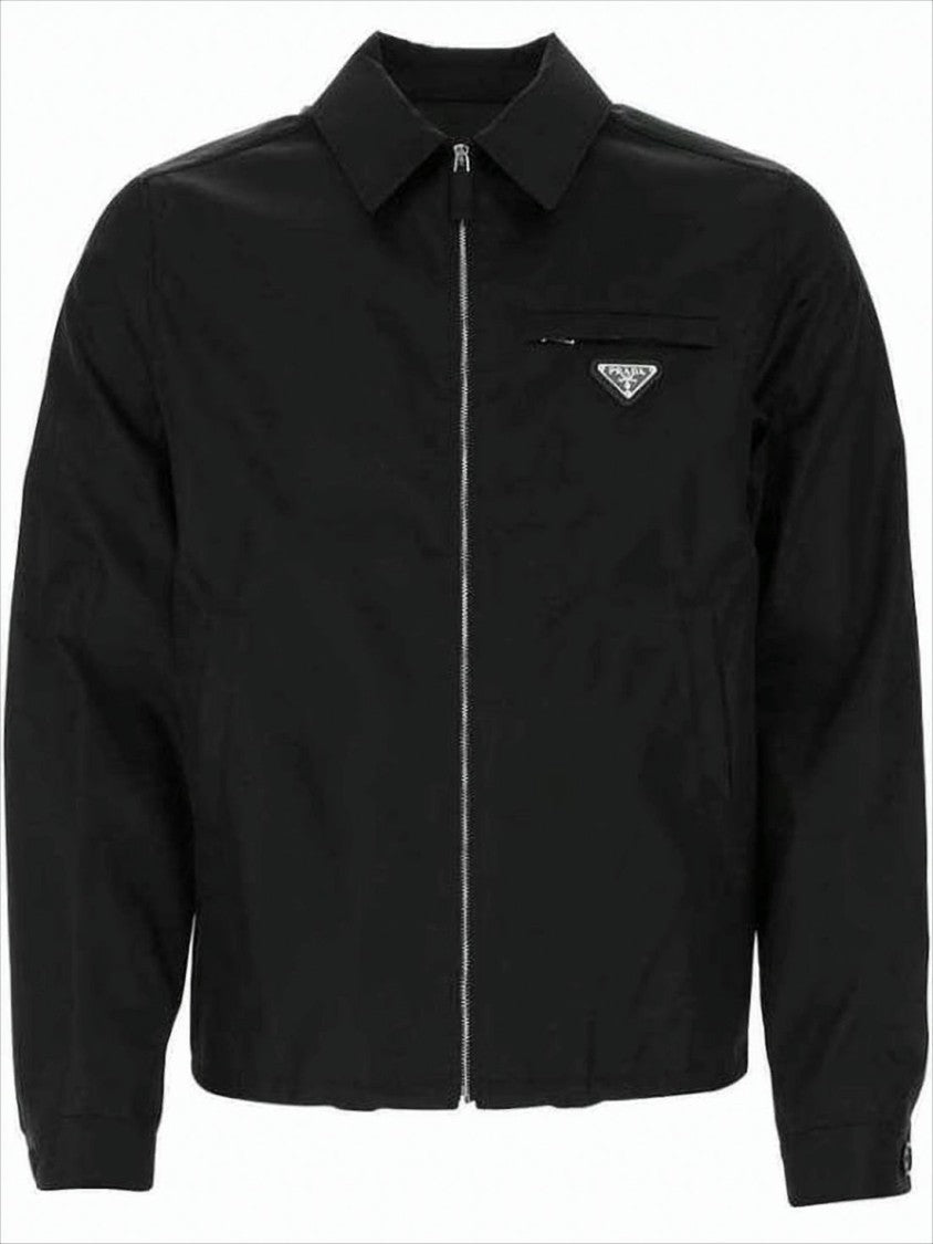 Prada Cropped Black Nylon Bomber Jacket