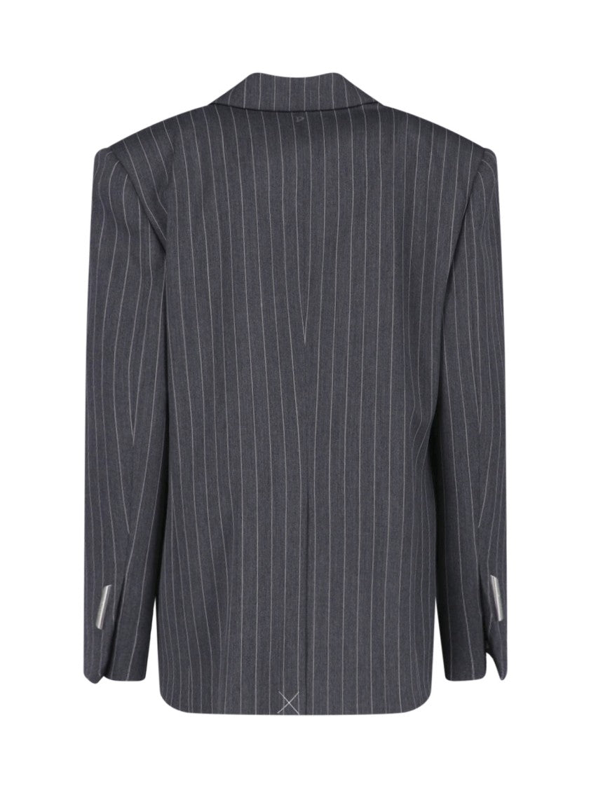 Dondup Grey Wool Cut-Out Cuffs Blazer