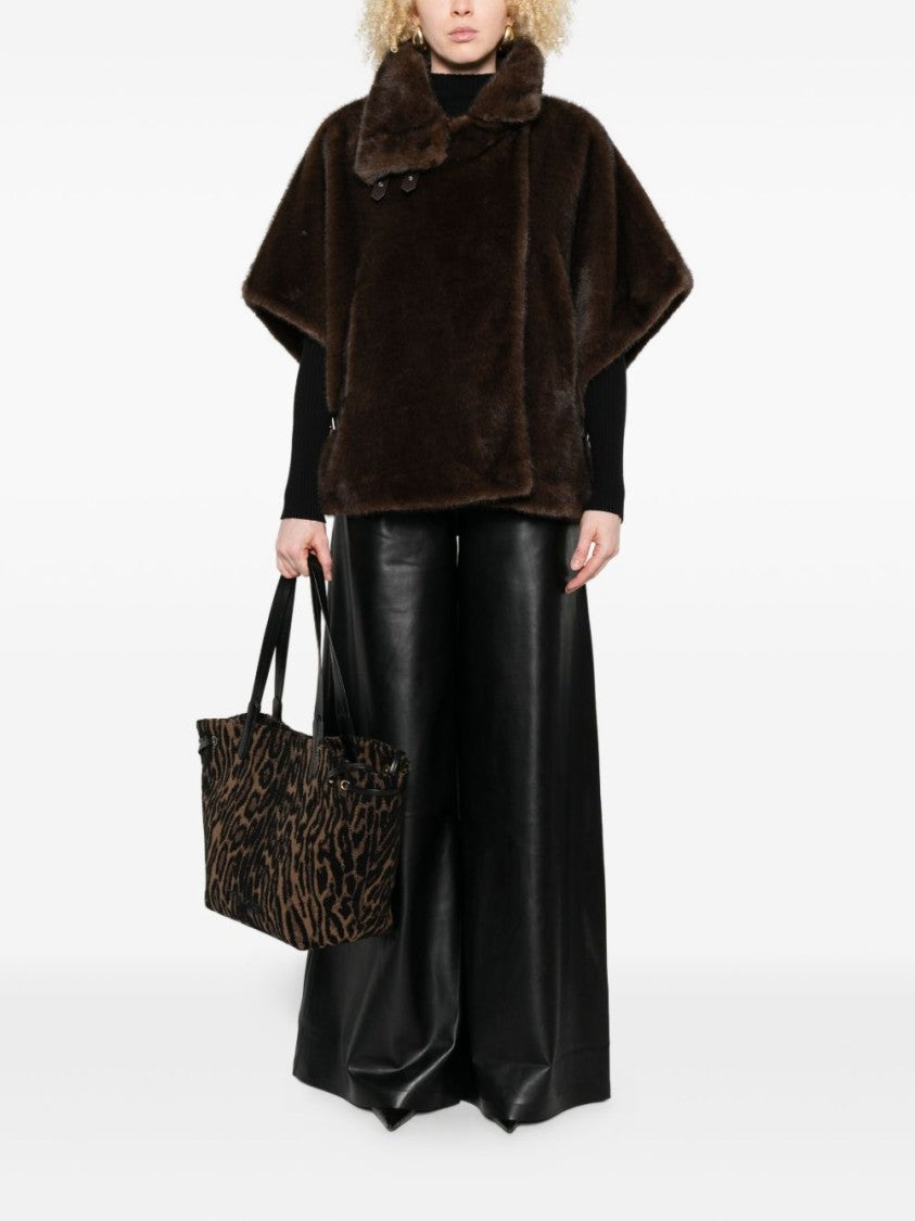 Pinko Plush Short Coat With High Collar