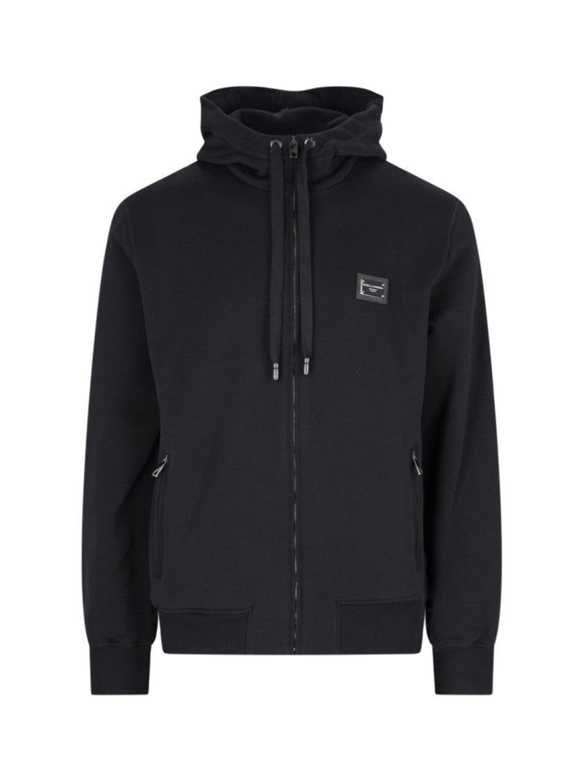 Dolce & Gabbana Zip-Up Hooded Sweater – Black