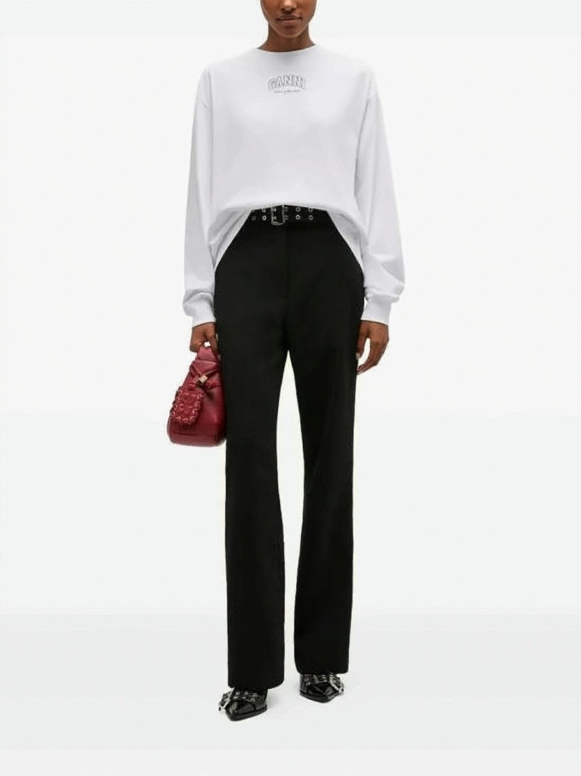 Ganni Long-Sleeve Top With Subtle Logo Design