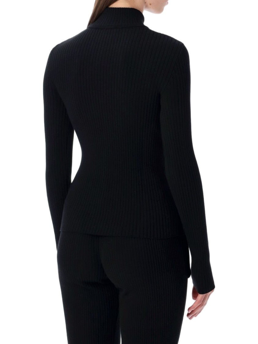 Courrèges Black Ribbed Turtleneck Sweater