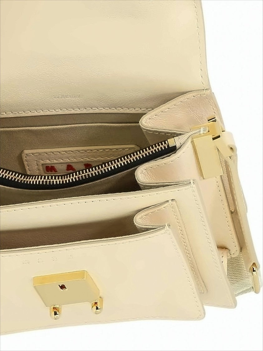 Marni Structured Cowhide Leather Shoulder Bag With Flap Closure