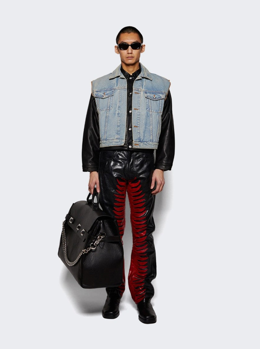 Earthling Vip Warrior Jacket Light Blue And Black Leather