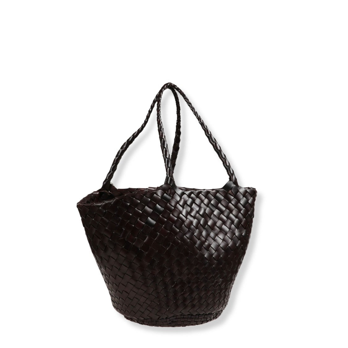 Dragon Diffusion Handwoven Leather Basket Tote With Braided Handles