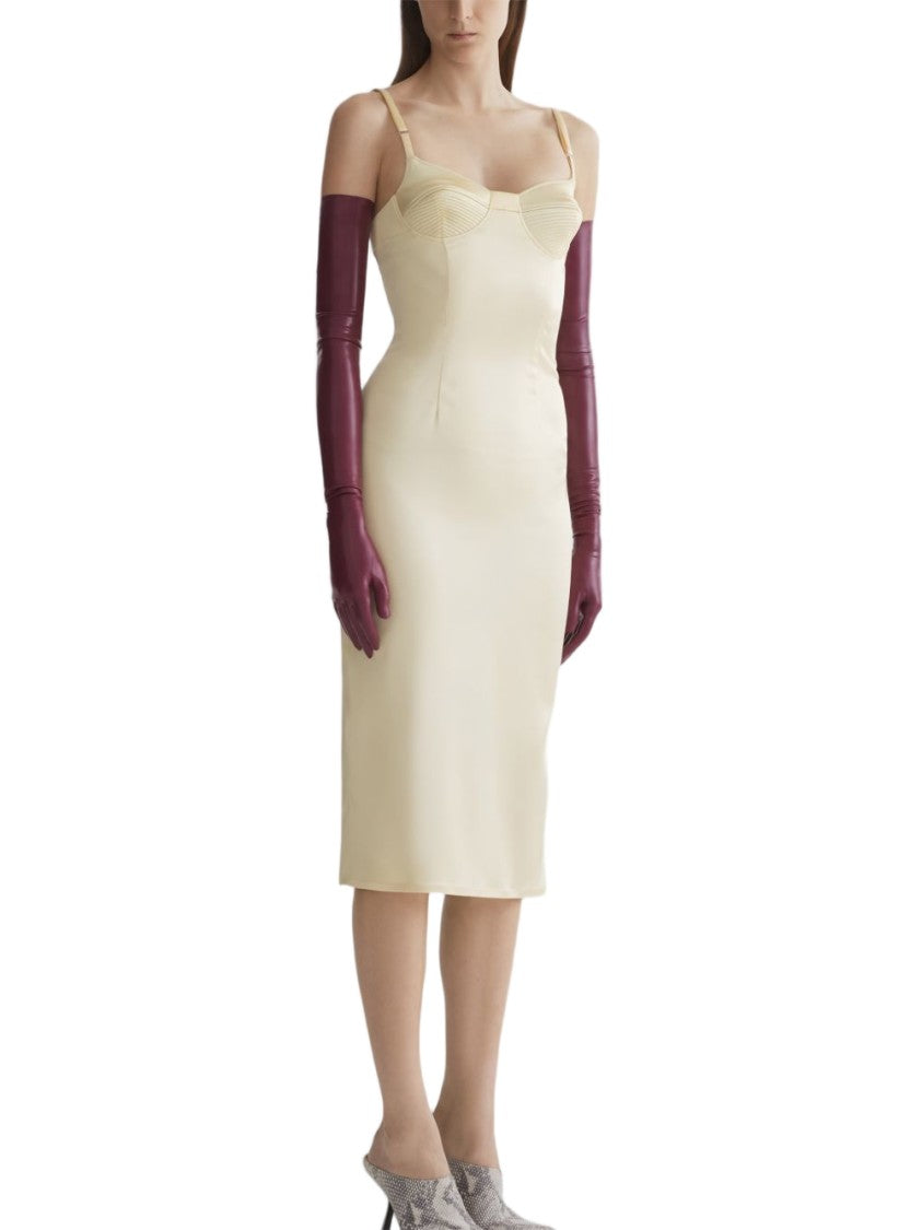 Mugler Knee-Length Dress With Light Yellow Ribbed Bodice