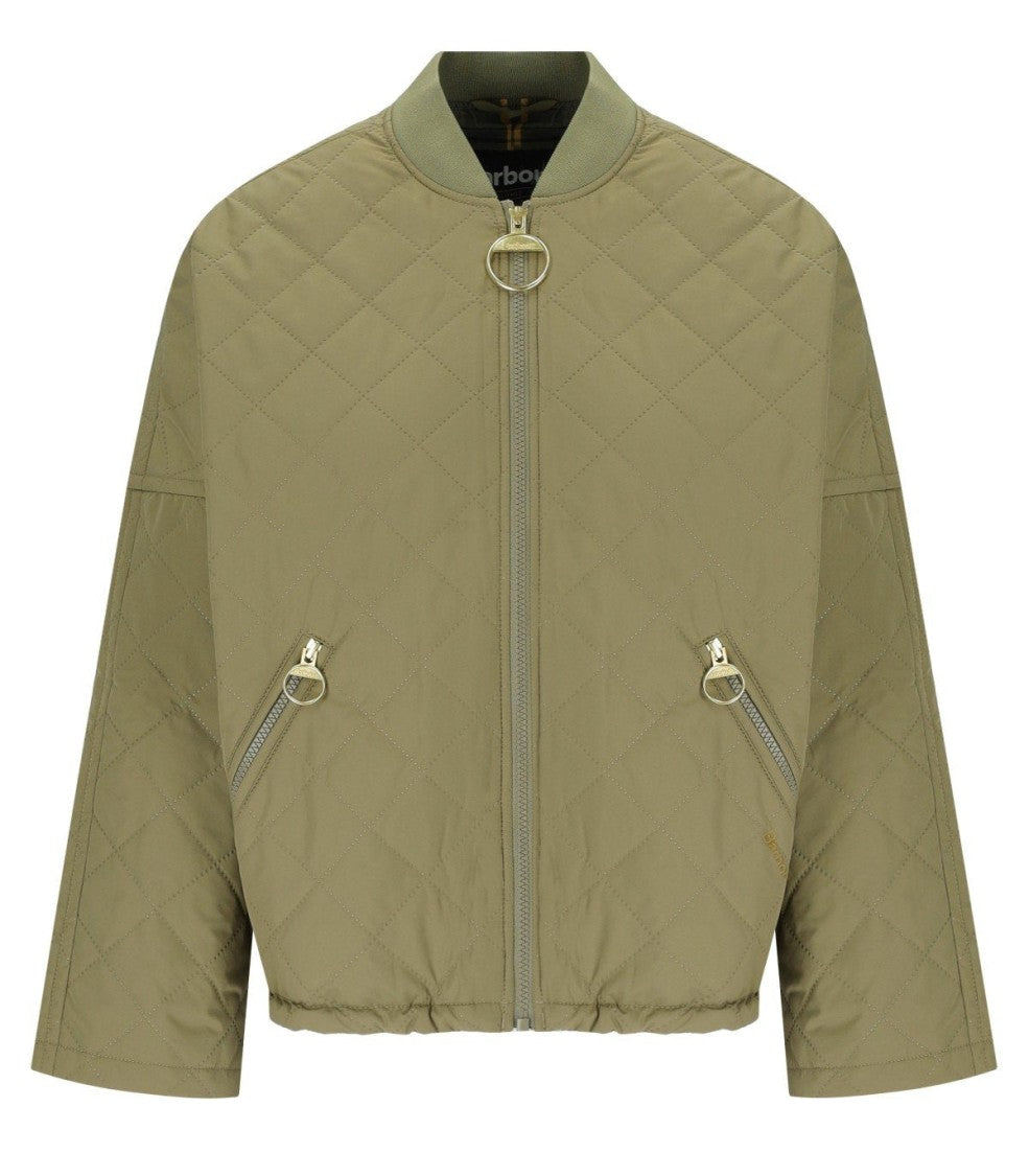 Barbour Emlyn Dusky Green Quilted Bomber Jacket
