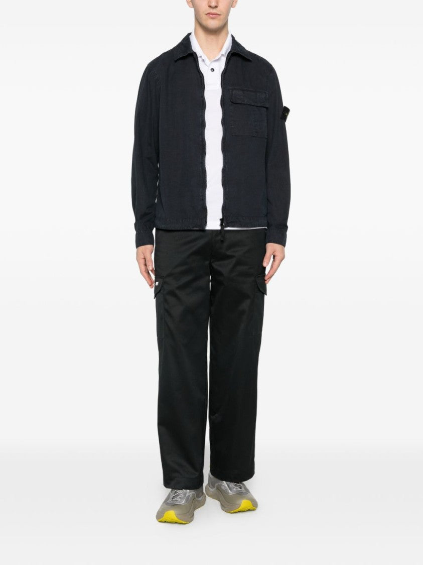 Stone Island Classic Collar Casual Shirt With Double-Slider Zip