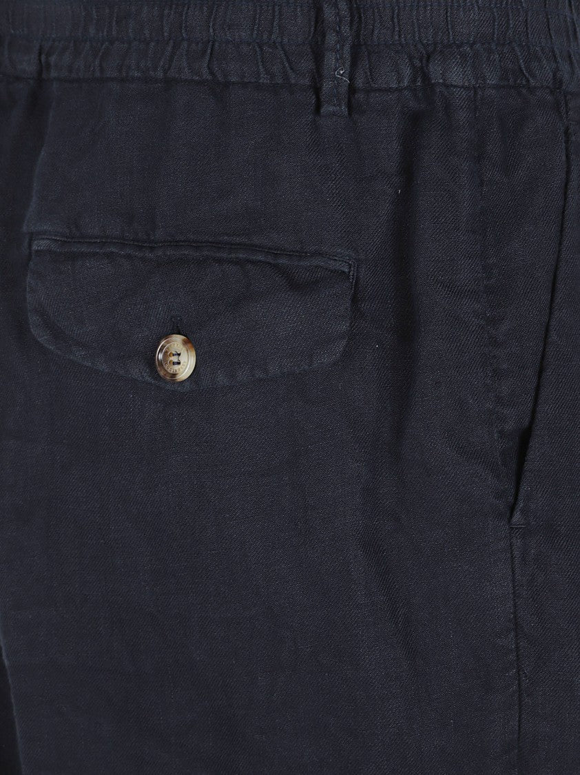 Brunello Cucinelli Tailored Black Linen Shorts With Flap Pockets