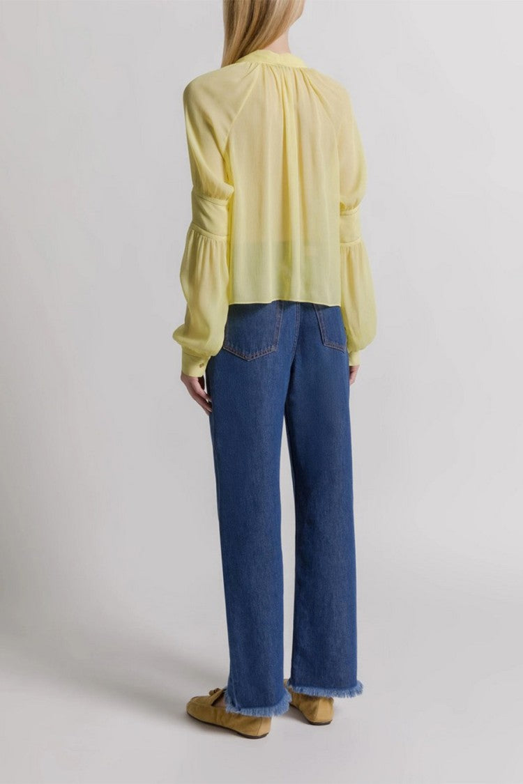 Alberta Ferretti Yellow Silk Blouse