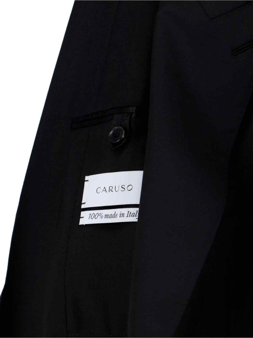 Caruso Black Wool Single-Breasted Suit, Dark Shade