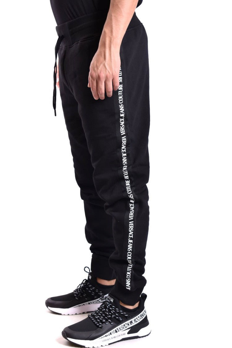 Versace Jeans Couture Tapered Black Trousers With Ribbed Cuffs