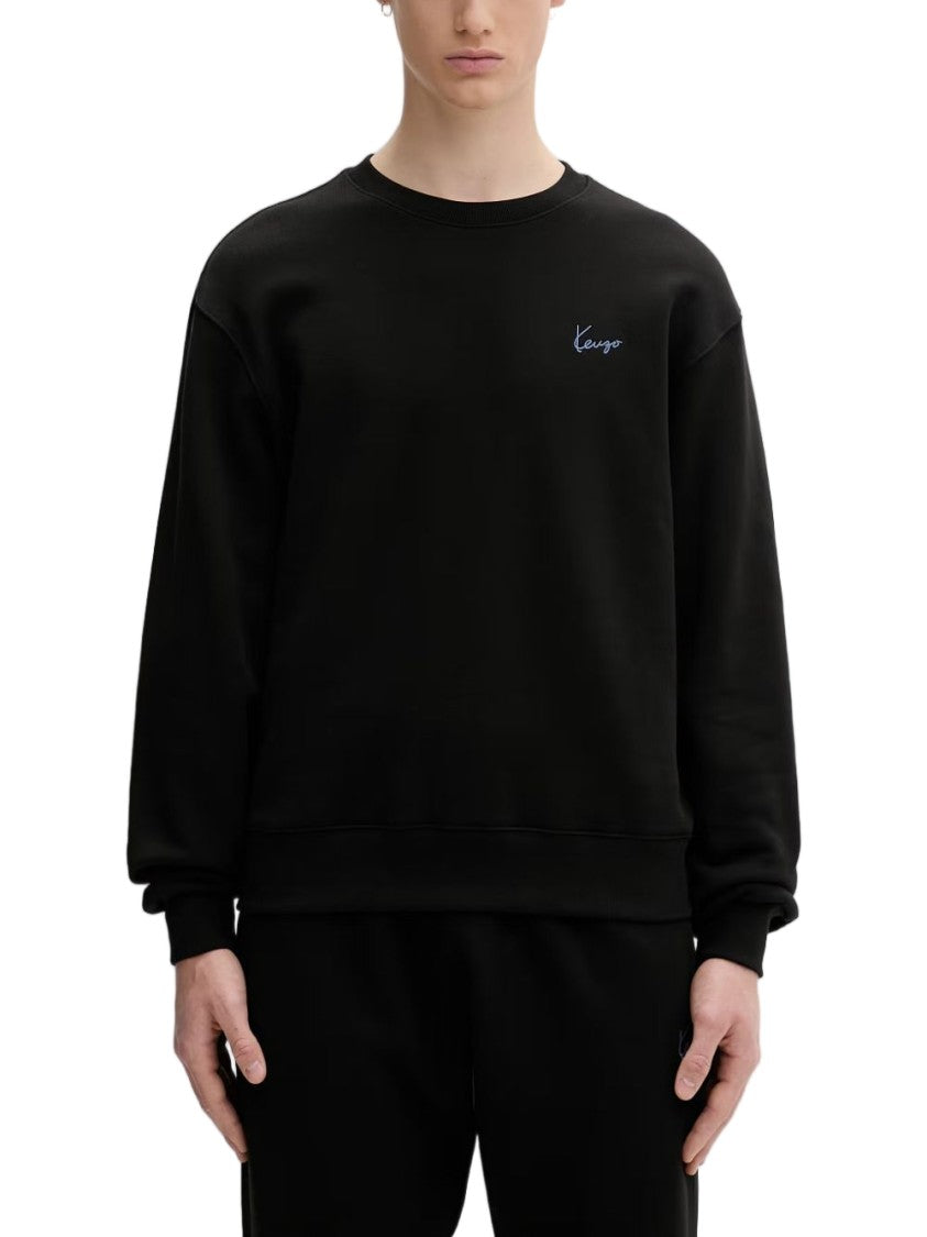 Kenzo Black Cotton Embroidered Logo Sweater