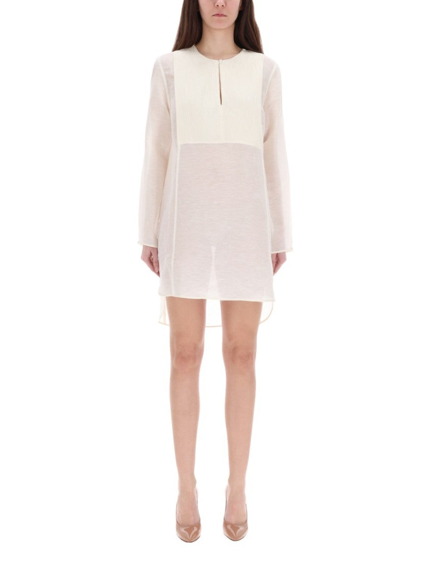 Tory Burch Lightweight Linen-Silk Semi-Sheer Tunic Shirt