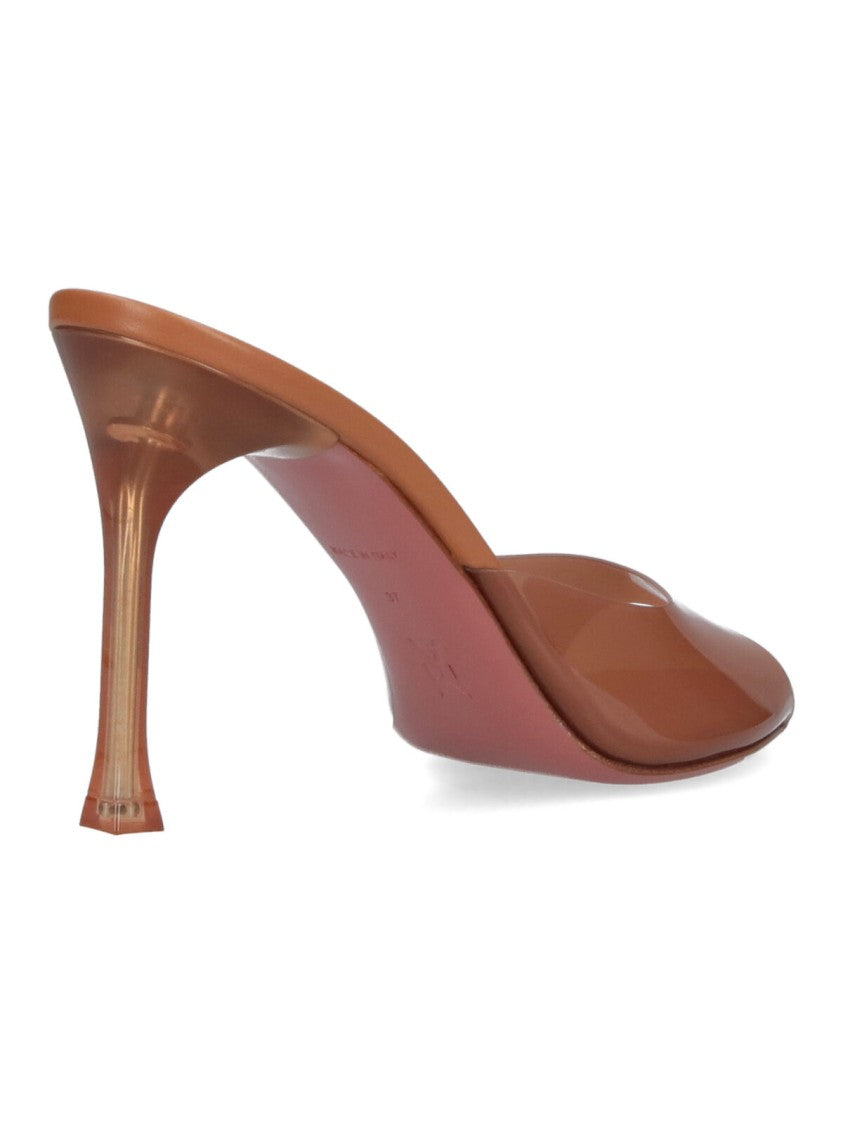 Amina Muaddi Pink Translucent Sculpted Stiletto Mule
