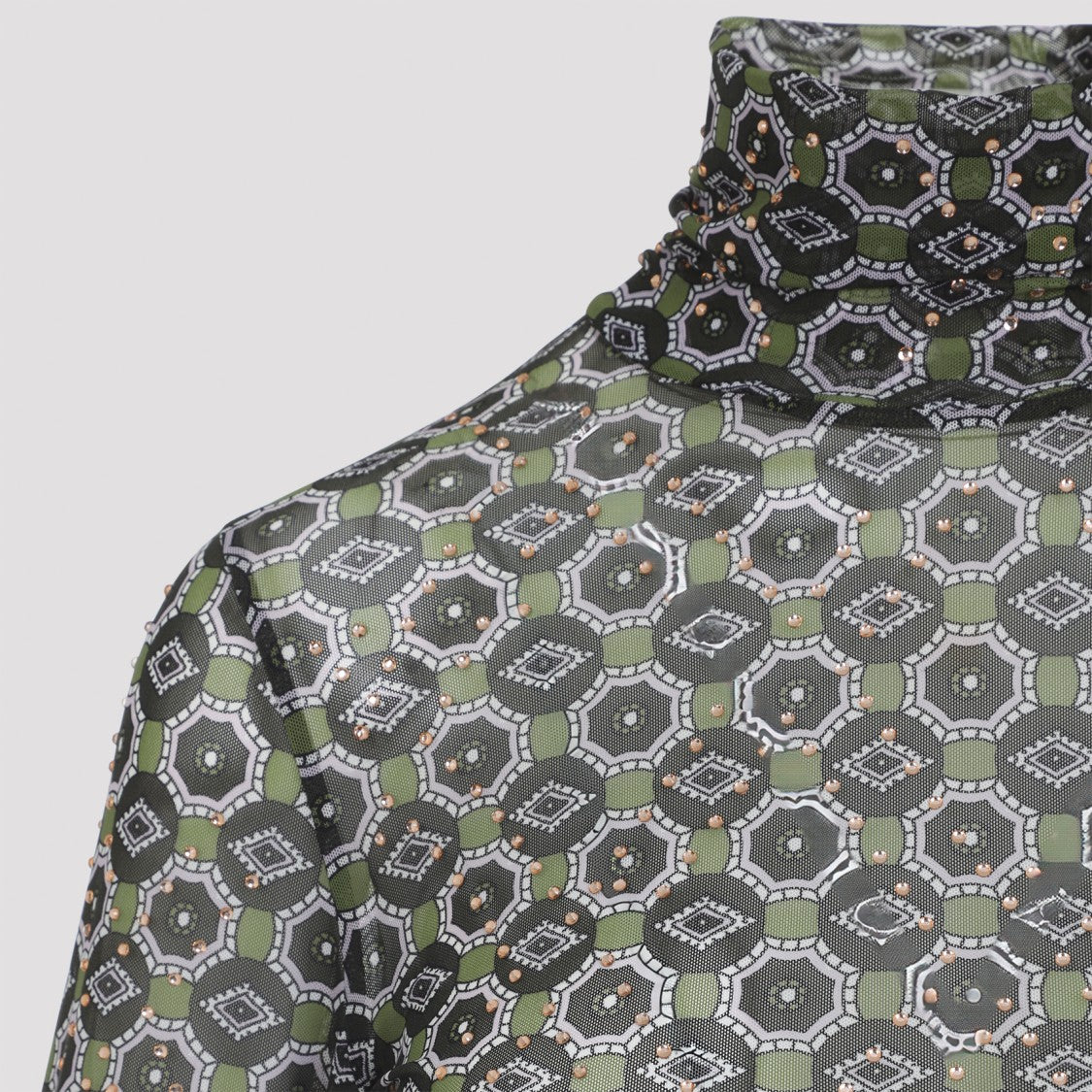 Dries Van Noten Geometric Patterned Long-Sleeve Turtleneck Top