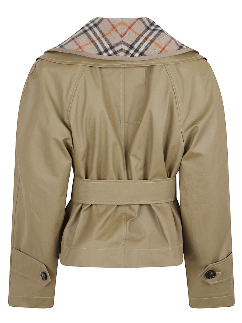 Burberry Cropped Jacket With Belted Waist