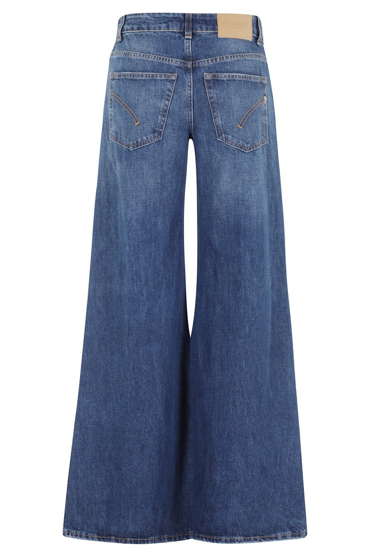 Dondup Wide-Leg Denim Pants With Contrast Stitching