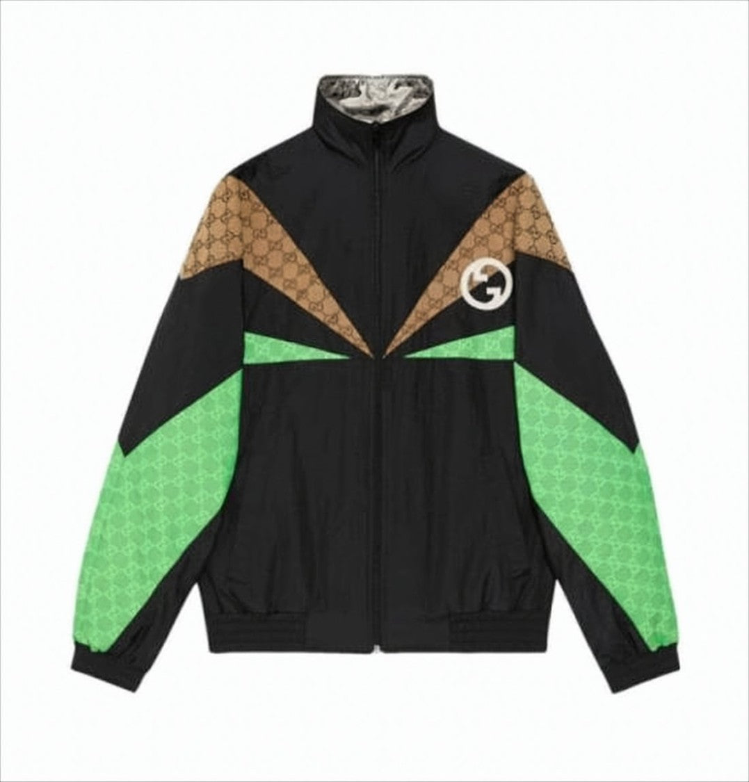 Gucci Geometric Panel Jacket With Stand Collar