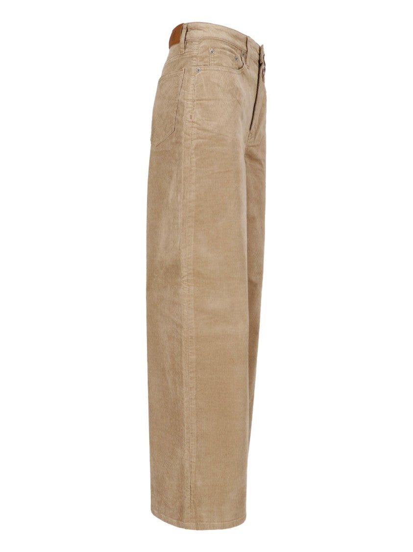 Polo Ralph Lauren Beige Wide-Leg Corduroy Pants With Classic Five-Pocket Design