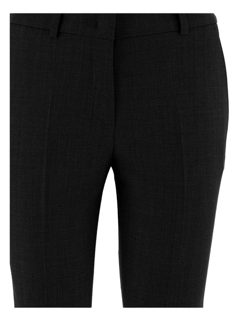 Ql2 Black Tailored Wool-Blend Straight-Leg Pants