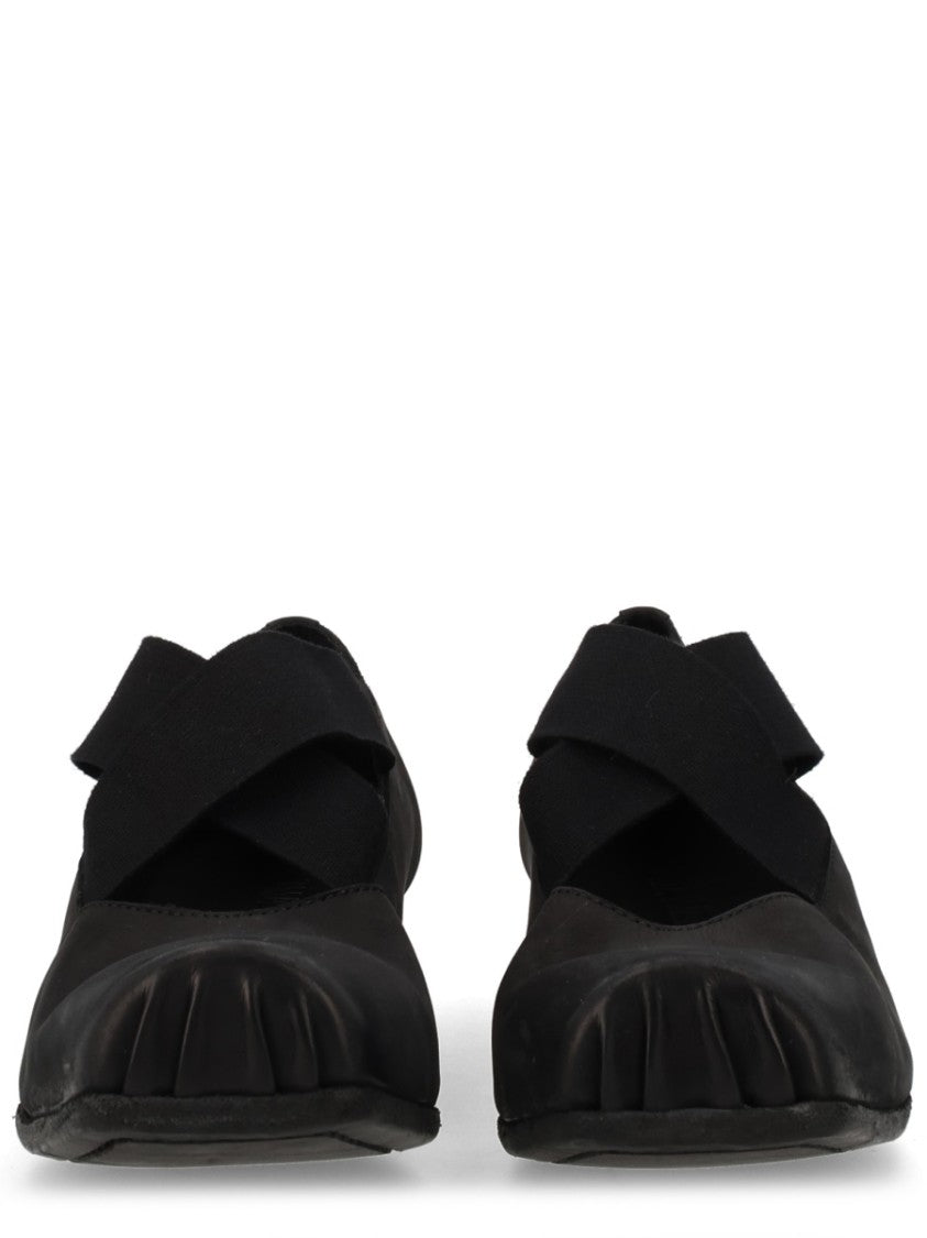 Uma Wang Ballet Elastic Cross Straps Calf Leather Flats