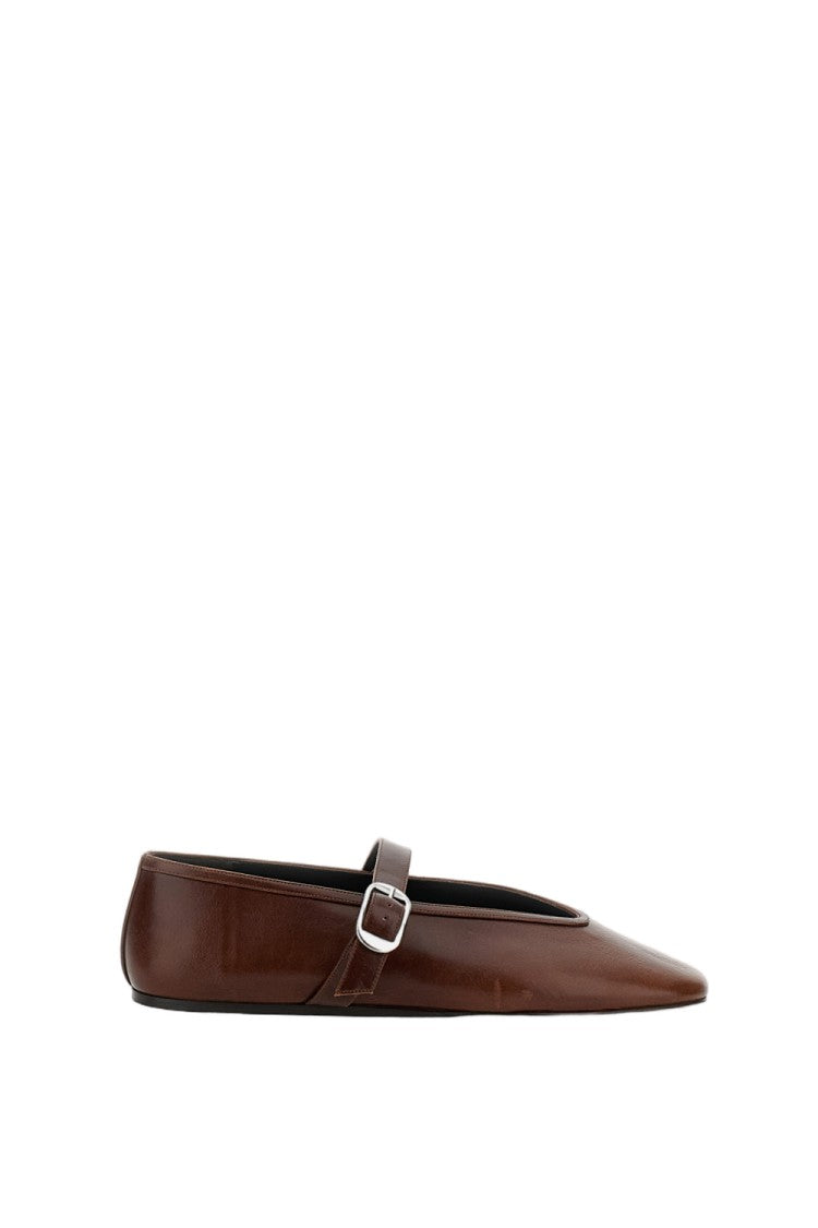 Le Monde Béryl Brown Calf Leather Stella Slipper Flats