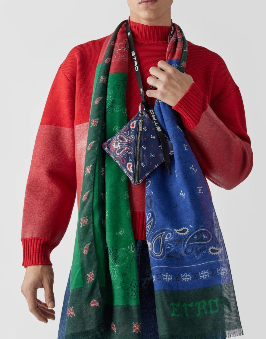 Etro Vibrant Paisley Print Logo Pouch Bag