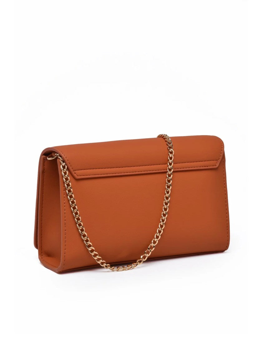 Love Moschino Sleek Rectangular Crossbody Bag With Metallic Logo And Chain Strap