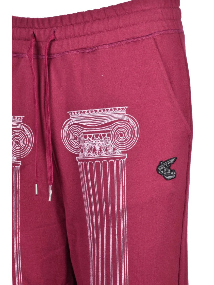 Vivienne Westwood Anglomania Red Track Pants With Column Print And Elastic Waistband