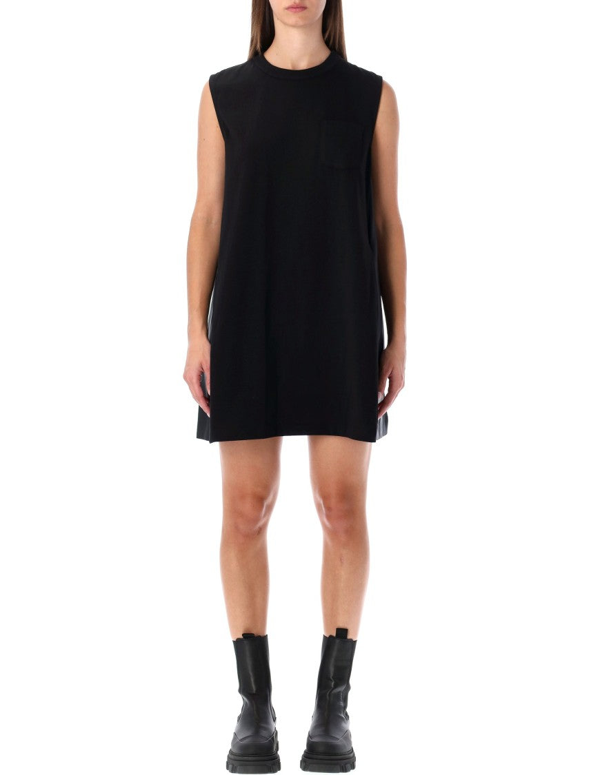 Sacai Short Dress With Contrasting Pleated Back