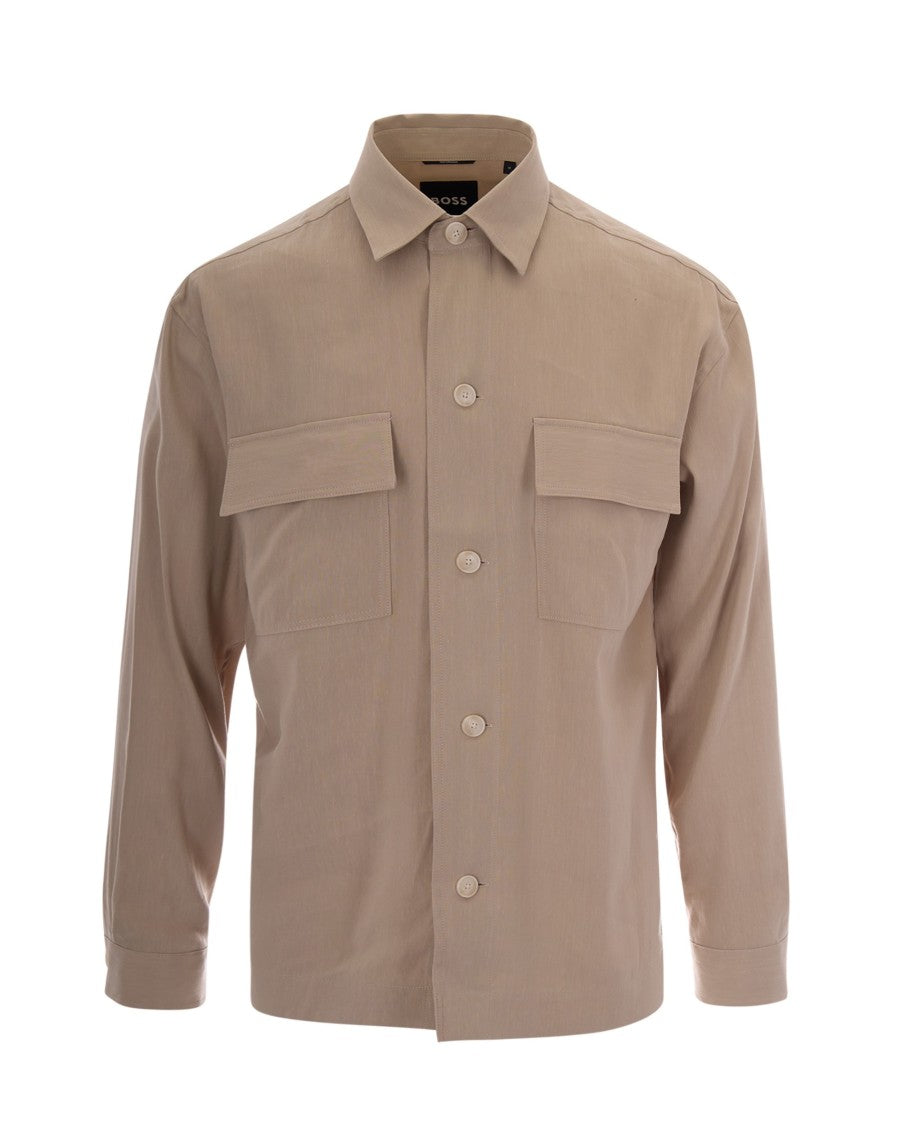 Boss Classic Sahariana Shirt With Flap Pockets And Pointed Collar