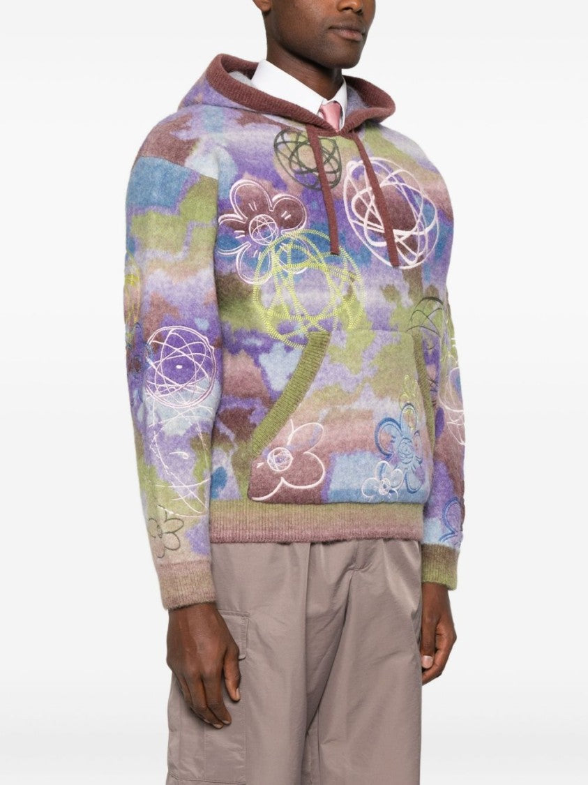 Kenzo Multicolour Purple Hooded Pouch Sweater