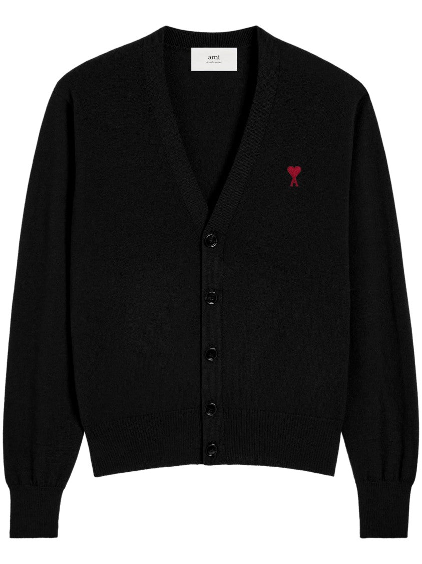 Ami Refined Merino Wool Sweater With Ribbed Details