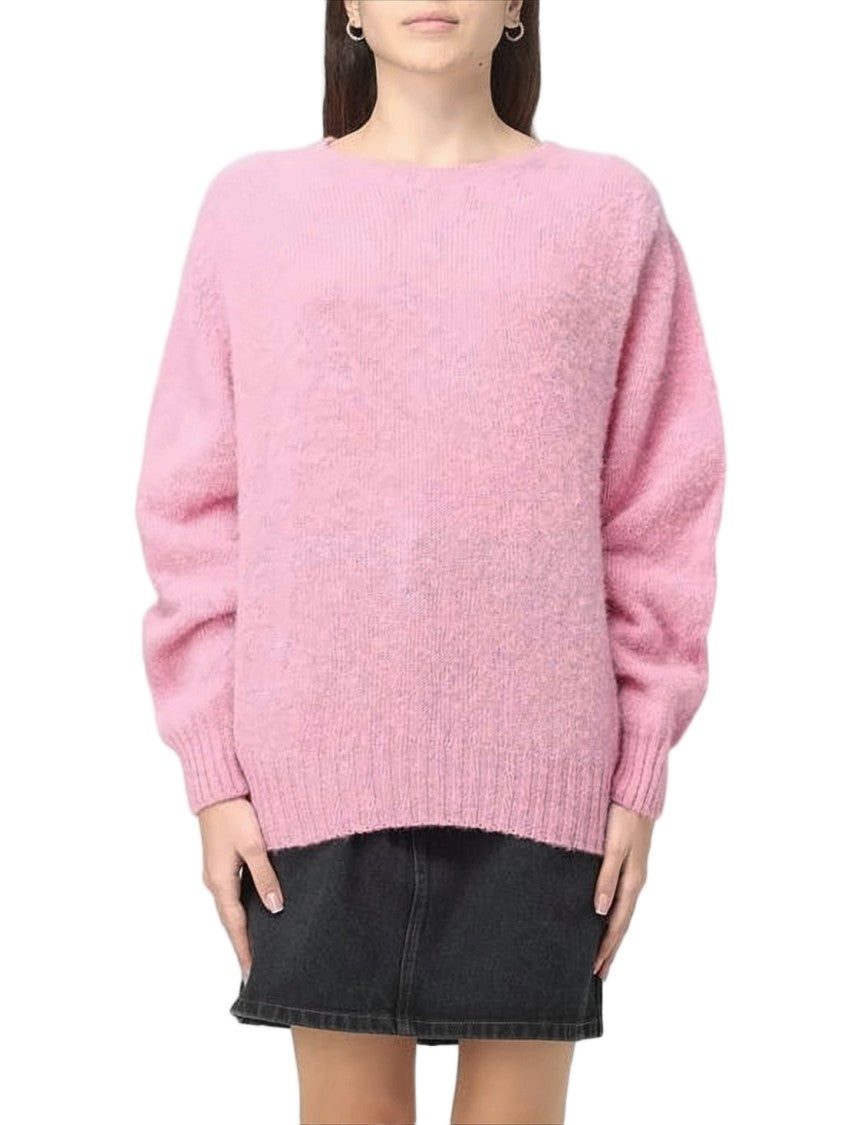 Howlin Relaxed Fit Pink Wool Sweater With Ribbed Cuffs