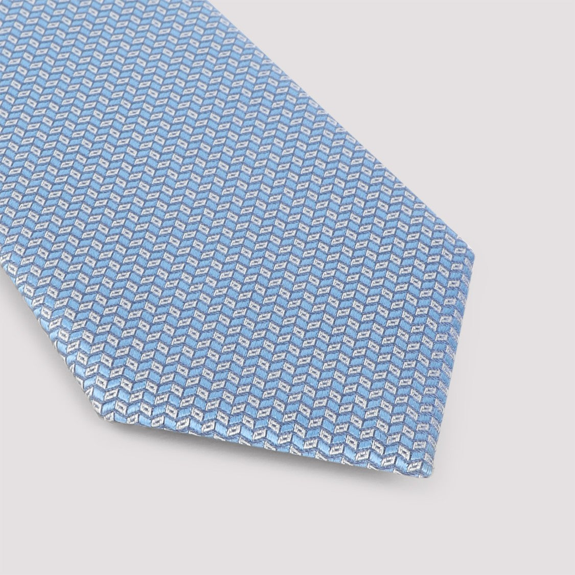 Giorgio Armani Slim Geometric Pattern Tie In Light Blue And White