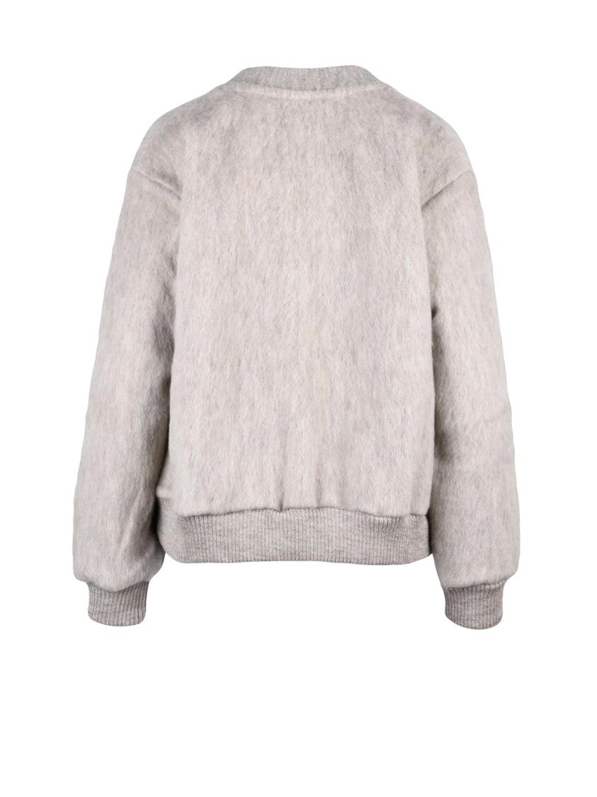 Aspesi Beige V-Neck Cropped Wool Cardigan