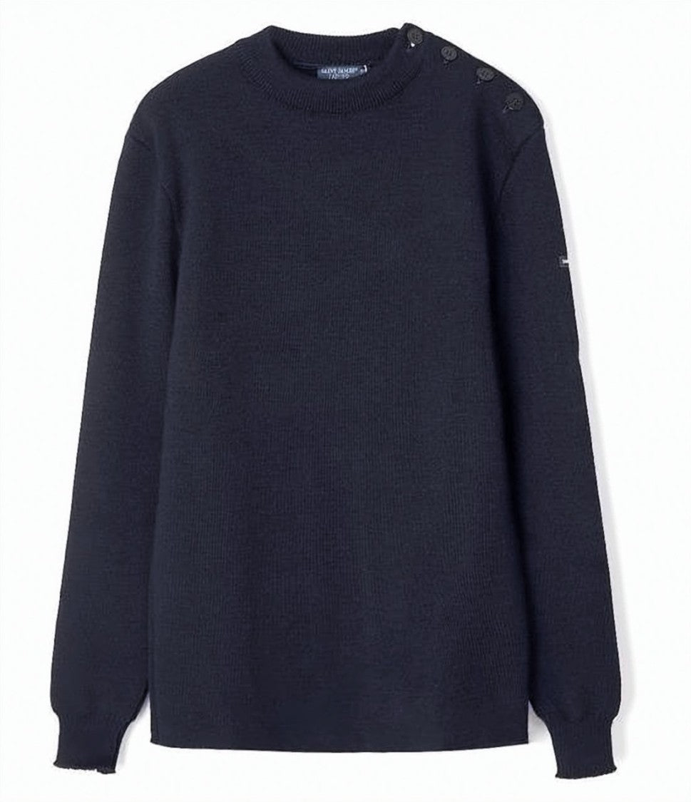 Saint James Textured Wool Sweater With Button Detail