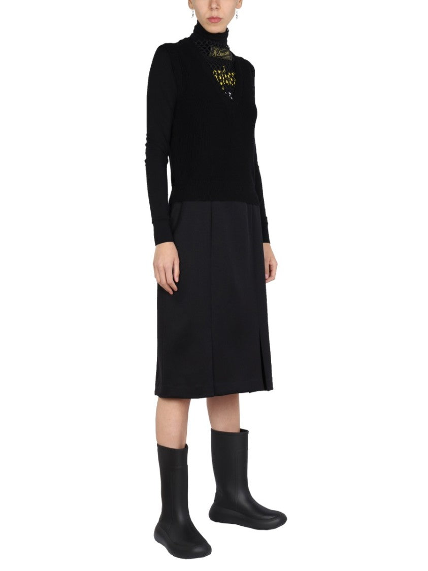 Raf Simons Structured Black Midi Skirt