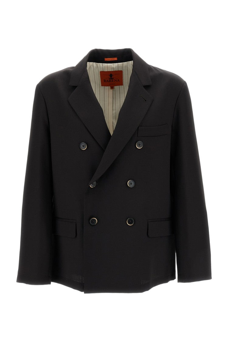Barena Brown Double-Breasted Wool Gabardine Blazer
