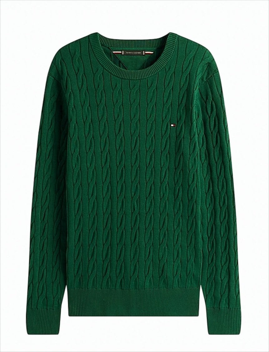 Tommy Hilfiger Cable Knit Cotton Crew Neck Sweater