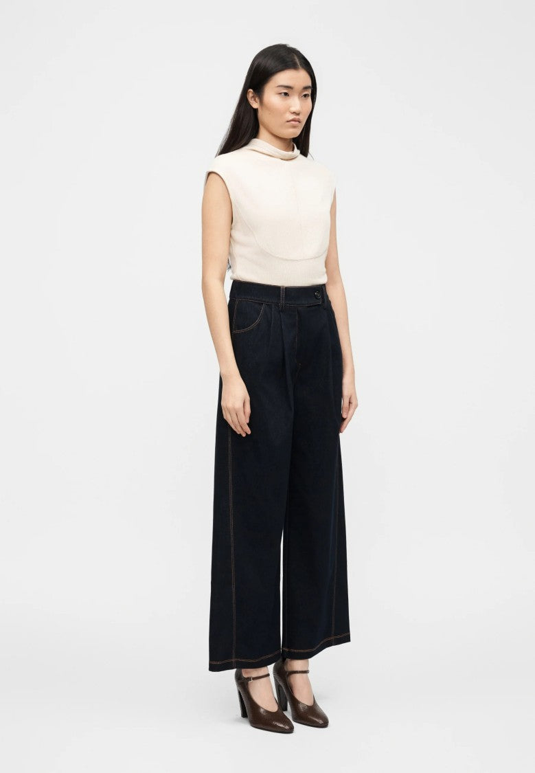 Max Mara Navy Blue Cotton Blend Trousers