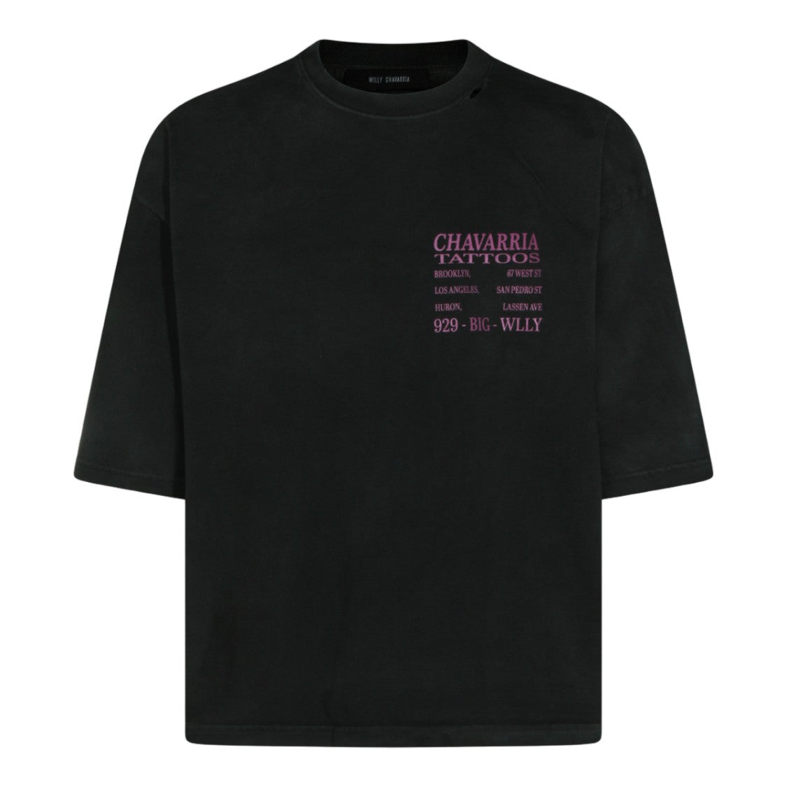 Willy Chavarria Oversized Black Graphic T-Shirt With Artistic Print