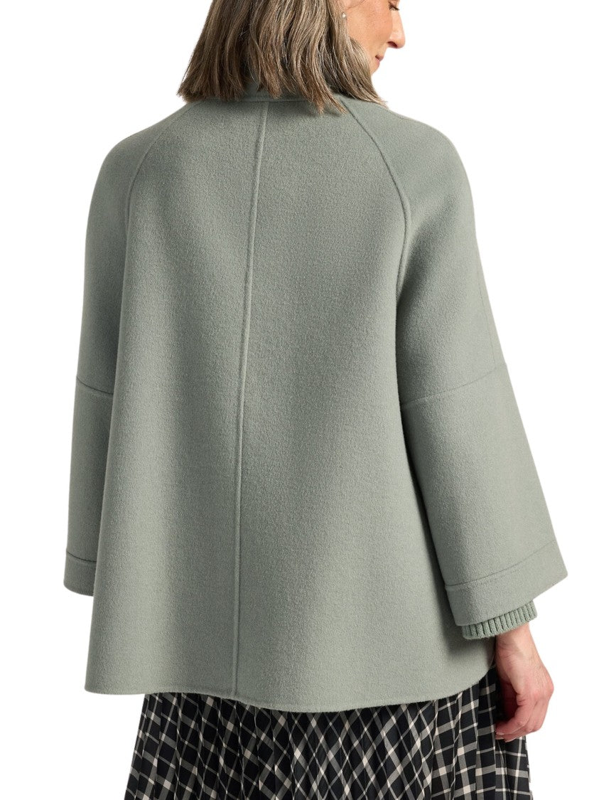 Elena Miro` Wide-Line Wool-Blend Double-Breasted Peacoat