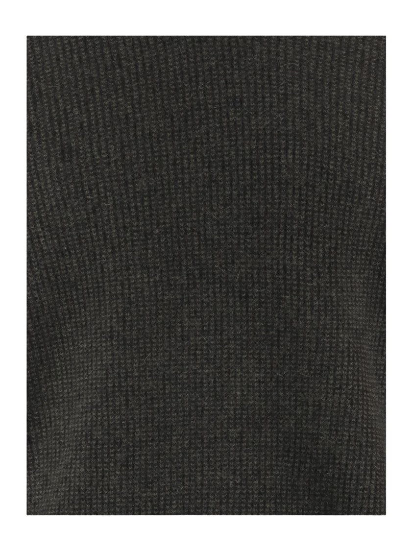 Vince Dark Green Collar Knit-Pattern Cashmere Sweater